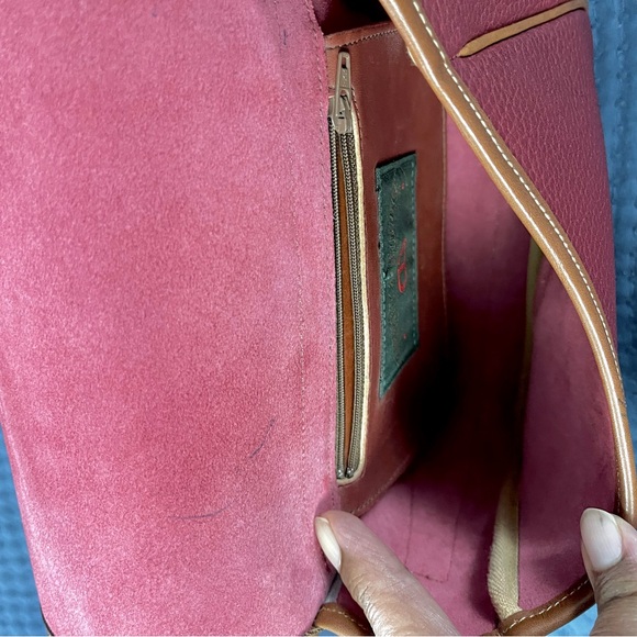 Dooney & Bourke Red and Brown Crossbody Bag with Saddle Shape - Picture 7 of 8